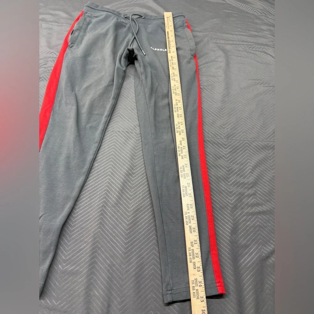 Alphalete Men's Joggers 26” Gray with Red Stripe Size S